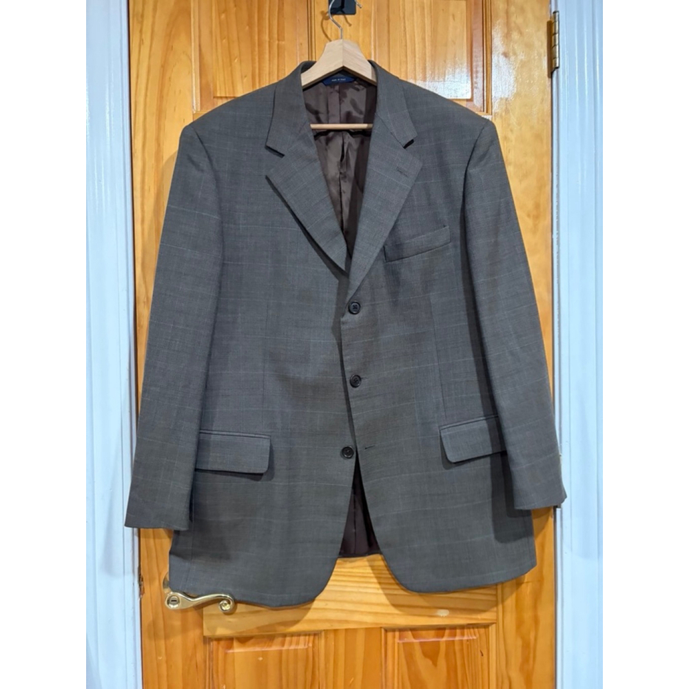 Brooks Brothers Wool Blazer Brown Windowpane Sport Coat Men’s Italy